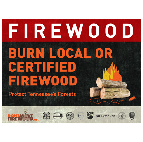 burn local or certified firewood yard sign