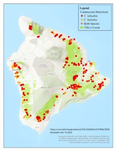 map of Hawaii w ROD occurrence
